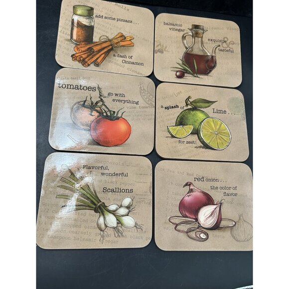 Jason 6 pc Coasters Recipe Delight Cork backed Bar Cocktail Drink Coasters Boxed - Picture 5 of 8
